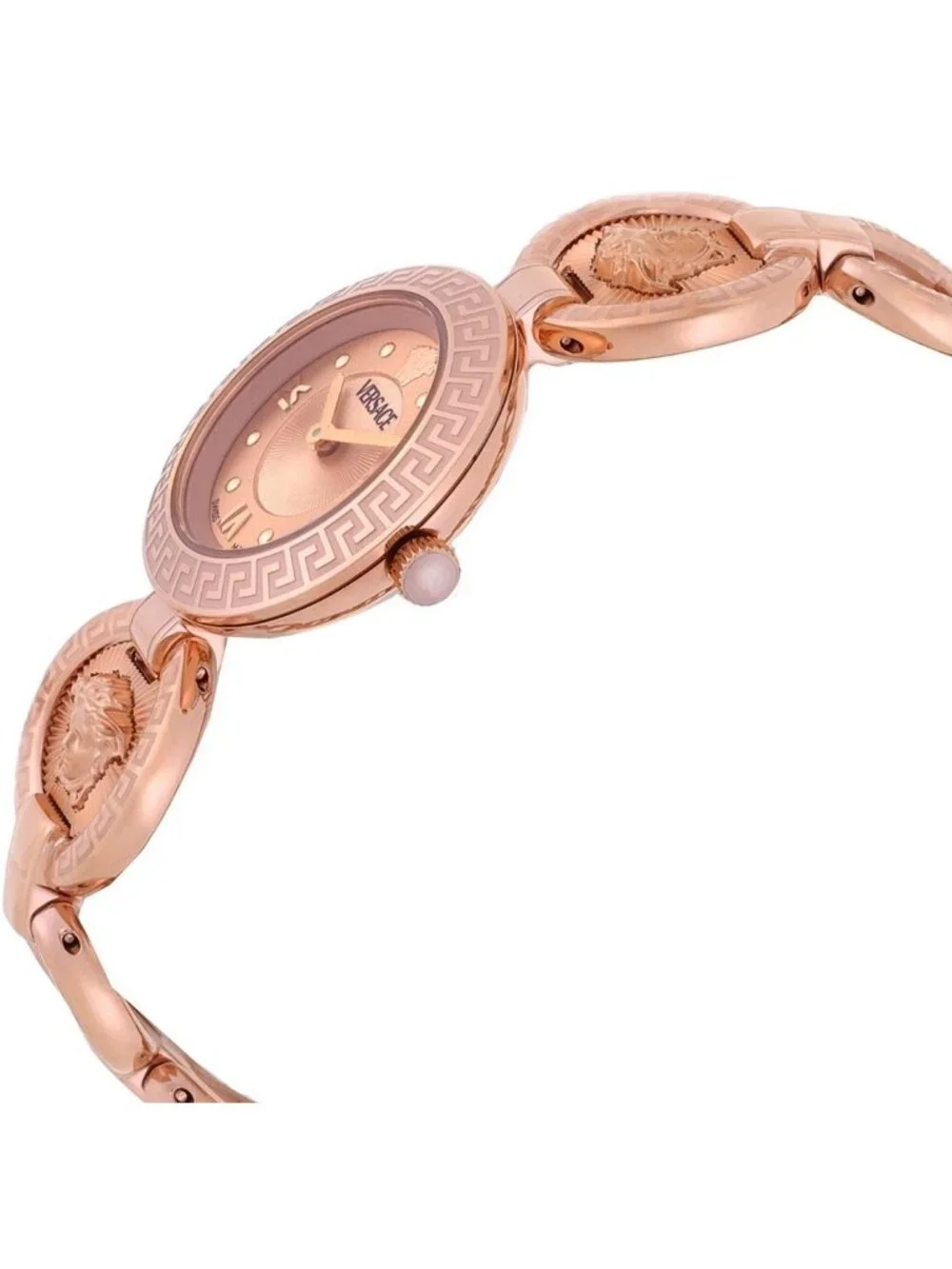 NWT Versace Greca Jewel Quartz Rose Gold Dial Ladies Watch
